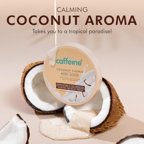 mCaffeine Coconut Cookie Body Scrub for Exfoliation & Tan Removal with Coffee | Coconut Milk | Apricot & Shea