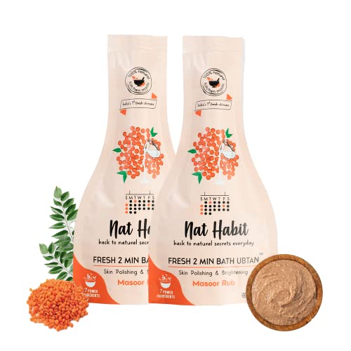 Nat Habit Fresh Masoor Rub Bath Ubtan | 2 Minute Body Scrub For Skin Softening & Radiance Each | For All Skin