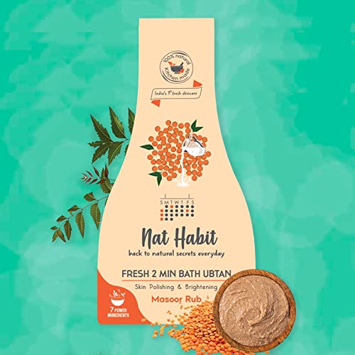 Nat Habit Fresh Masoor Rub Bath Ubtan | 2 Minute Body Scrub For Skin Softening & Radiance Each | For All Skin