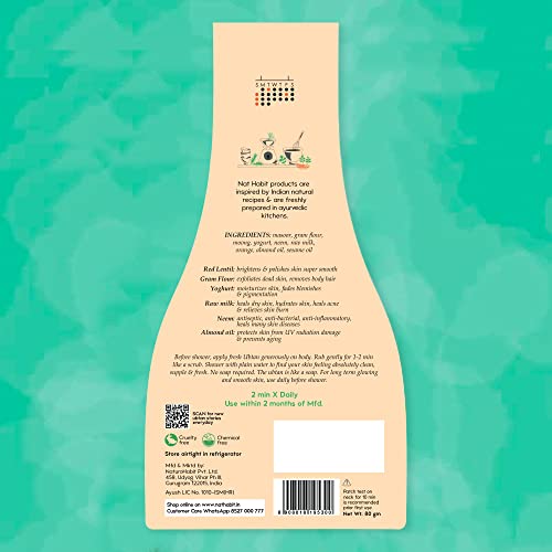 Nat Habit Fresh Masoor Rub Bath Ubtan | 2 Minute Body Scrub For Skin Softening & Radiance Each | For All Skin