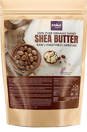 Paiya Organics Raw Unrefined Organic Ivory Shea Butter For Skin Face Hair, Make Whipped Body Butter