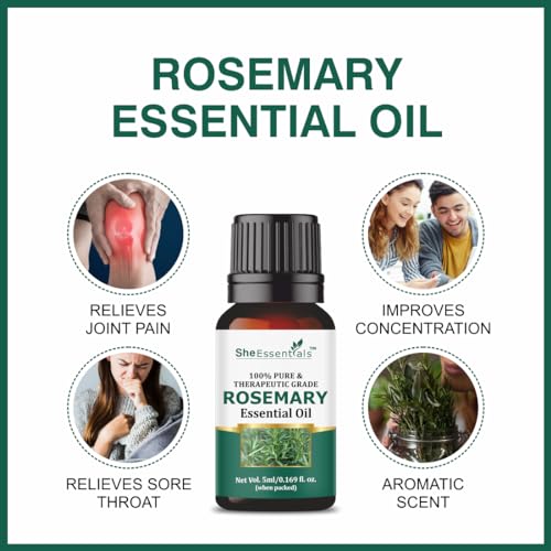 She Essentials Tea Tree | Rosemary | Lavender | Rose & Sandalwood Essential Oils For Skin | Face | Hair & Aromatherapy | Pack of 5