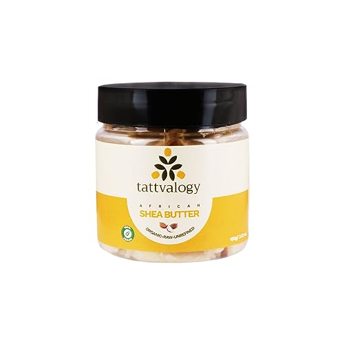 Tattvalogy African Shea Butter, Organic, Raw & Unrefined, Body Butter For Skin, Body, Lip, Face, Hair & Stretch Marks, In Plastic Jar