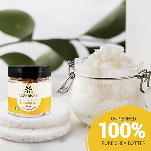 Tattvalogy African Shea Butter, Organic, Raw & Unrefined, Body Butter For Skin, Body, Lip, Face, Hair & Stretch Marks, In Plastic Jar