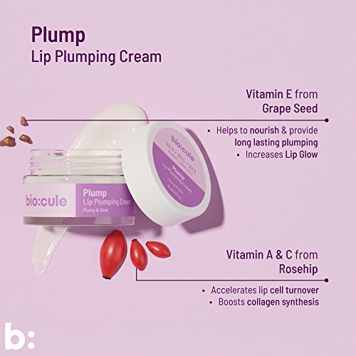 Biocule Plump Lip Plumping Cream for Soft | Plump & Glowing Lips with Vitamin A | Vitamin C & Vitamin E from Rosehip & Grapeseed
