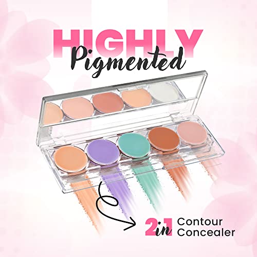 MARS 5 Colour Contour and Concealer Kit with Brush, Easy to Blend, Shade-3