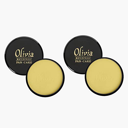 Olivia Medium All Types 100% Waterproof Pan Cake Golden Yellow Matte Makeup Concealer Cream | Shade-21 | Pack of 2