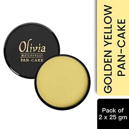 Olivia Medium All Types 100% Waterproof Pan Cake Golden Yellow Matte Makeup Concealer Cream | Shade-21 | Pack of 2