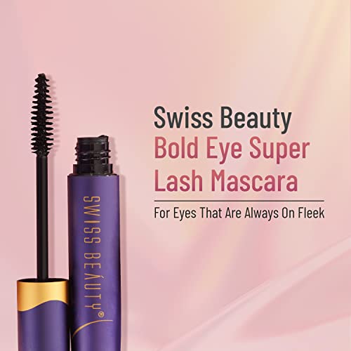 Swiss Beauty Bold Eye Super Lash Waterproof Mascara For Thicker Lashes, Black