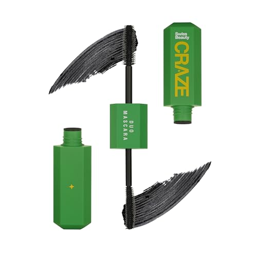 Swiss Beauty Craze Duo Mascara Smudgeproof and waterproof, Black