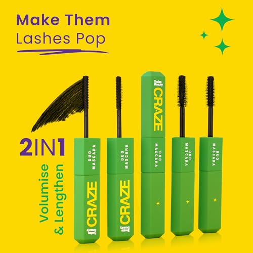 Swiss Beauty Craze Duo Mascara Smudgeproof and waterproof, Black