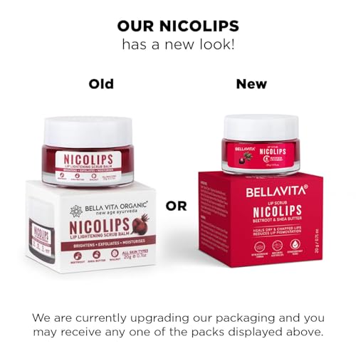 Bella Vita Organic NicoLips Lip Scrub Balm Brightening Dark Lips for Men and Women Dry Lips/Smoker/Chapped Lip & Lipstick Stains Removal Lipcare