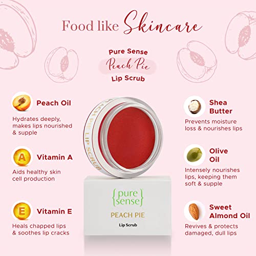 PureSense Peach Pie Lip Plumping Mask for Sensitive, Dry, Chapped & Pigmented Lips with Coffee Oil