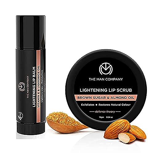The Man Company Lip Care Combo with Lip Scrub & Lip Balm for Dry & Chapped Lips Lightening & Brightening Dark