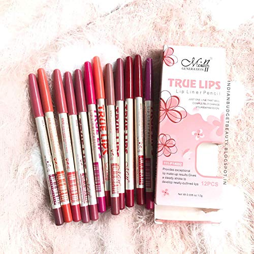 Angelie Menow 15 cm Waterproof Professional Matte Lip Liner Pencil | Matte Finish | Set of 12