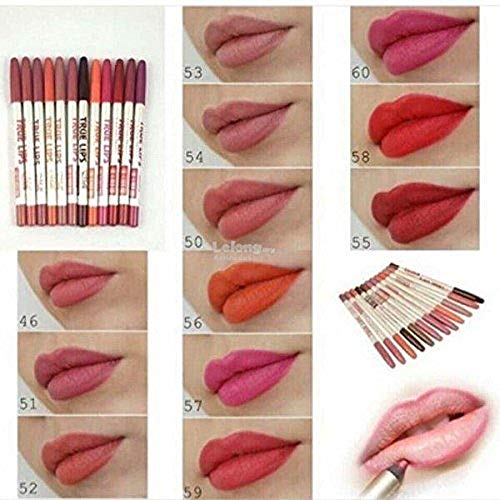 Angelie Menow 15 cm Waterproof Professional Matte Lip Liner Pencil | Matte Finish | Set of 12