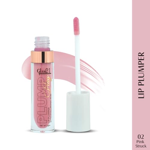 Glam21 Lip Plumper With Hyaluronic Acid | Lightweight Lip Gloss With High Shine Glossy Finish | 02 Pink Struck