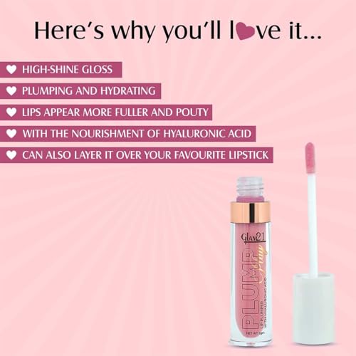 Glam21 Lip Plumper With Hyaluronic Acid | Lightweight Lip Gloss With High Shine Glossy Finish | 02 Pink Struck