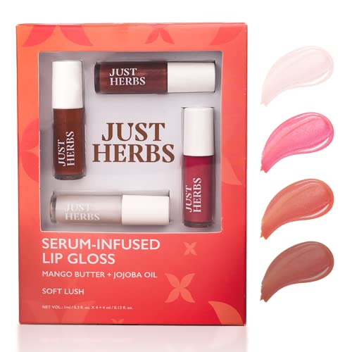 Just Herbs 4 IN 1 Lip Gloss for Women, Serum Infused Non Sticky Glossy and Hydrating Lip Gloss