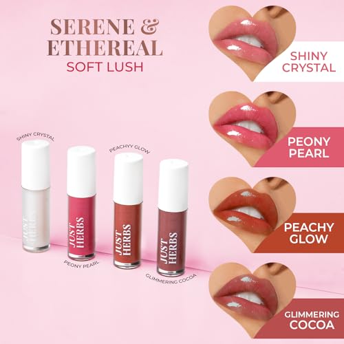 Just Herbs 4 IN 1 Lip Gloss for Women, Serum Infused Non Sticky Glossy and Hydrating Lip Gloss