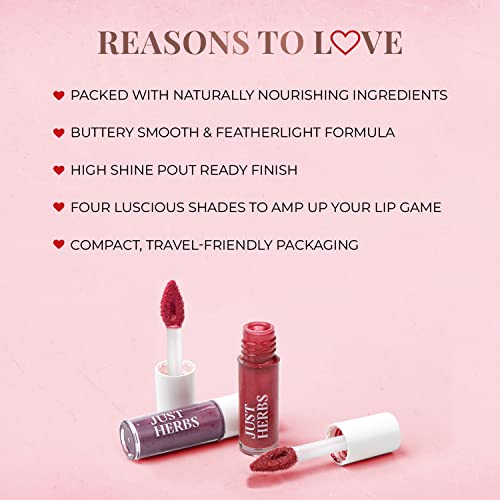 Just Herbs 4 IN 1 Lip Gloss for Women, Serum Infused Non Sticky Glossy and Hydrating Lip Gloss