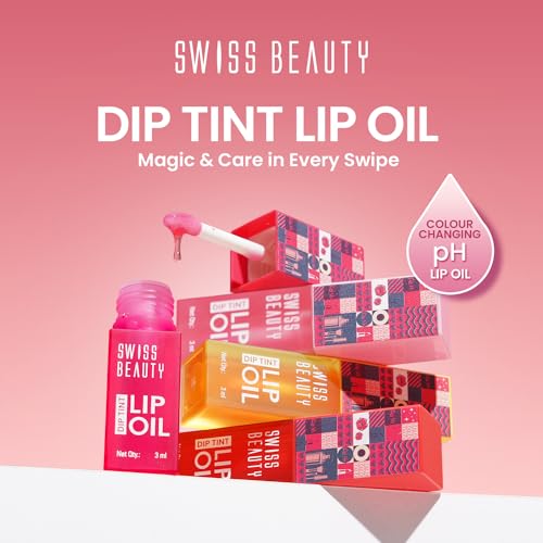 Swiss Beauty Dip Tint Colour Changing PH Lip Oil With Vitamin E for Long Lasting Nourishment and Hydration, Shade- Peach
