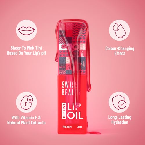 Swiss Beauty Dip Tint Colour Changing PH Lip Oil With Vitamin E for Long Lasting Nourishment and Hydration, Shade- Peach
