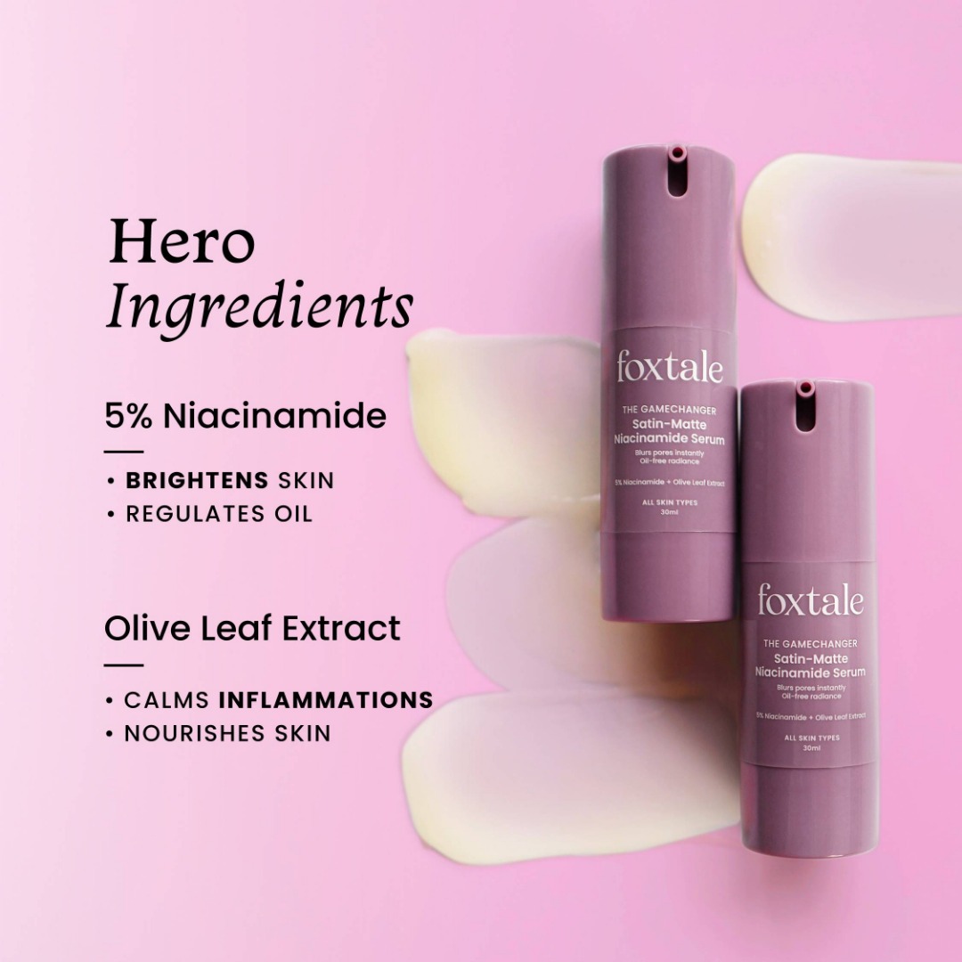 Foxtale 5% Niacinamide Brightening Serum Fades blemishes and brightens skin