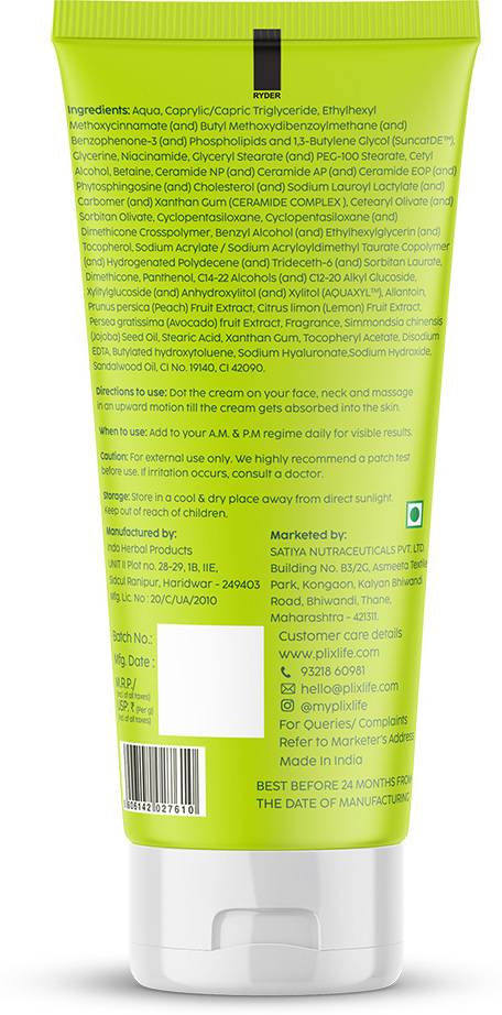 Plix Avocado Ceramide Moisture Rush Fatty Cream for Barrier Repair