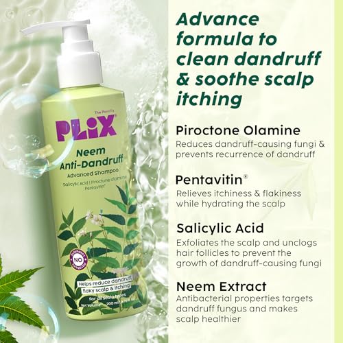 Plix Neem Anti-Dandruff Advanced Shampoo for Reduced Dandruff & Itchiness
