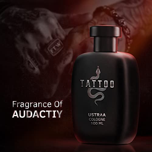 Ustraa Tattoo Cologne for Men | Spicy Woody Citrus Notes | Long Lasting No Gas Fragrance