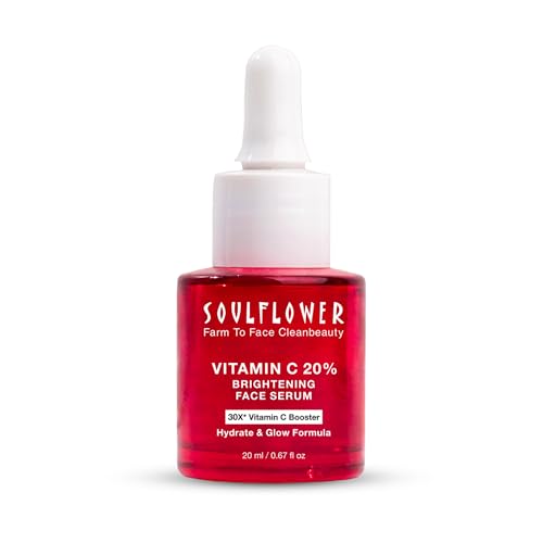Soulflower 20% Vitamin C Face Serum for Glowing Skin, Dark Spot Reduction, Pigmentation with Kakadu Plum