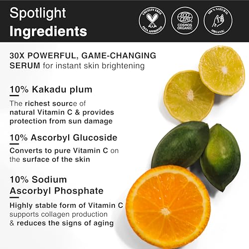 Soulflower 20% Vitamin C Face Serum for Glowing Skin, Dark Spot Reduction, Pigmentation with Kakadu Plum