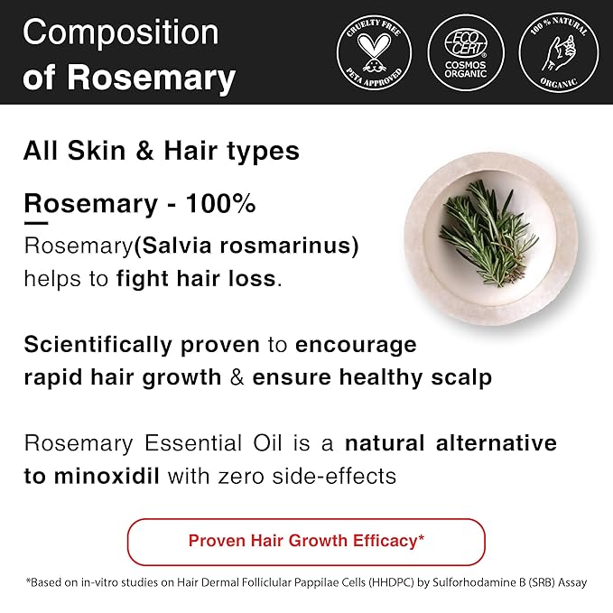 Soulflower Rosemary Essential Oil & Rosemary Lavender Hair Oil Clinically Proven For Hair Growth