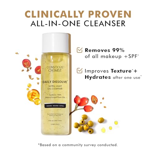 Conscious Chemist Daily Dissolve Makeup Remover Oil Cleanser | Removes Waterproof Makeup and SPF for All Skin Types