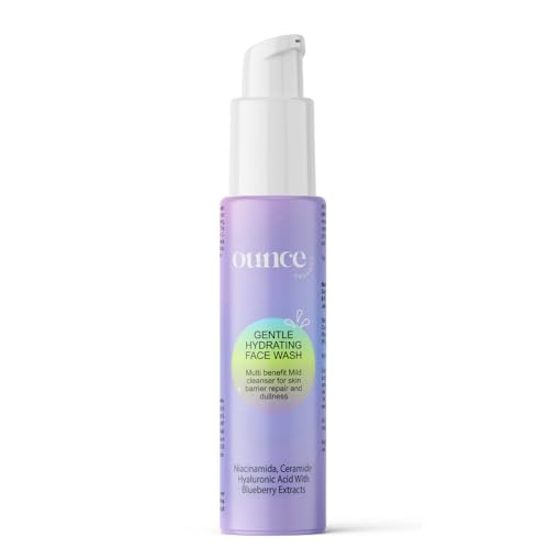 Ounce Organics Gentle Hydrating Face Wash with Niacinamide and Hyaluronic Acid | Soothing Cleanser for Dry Sensitive Skin