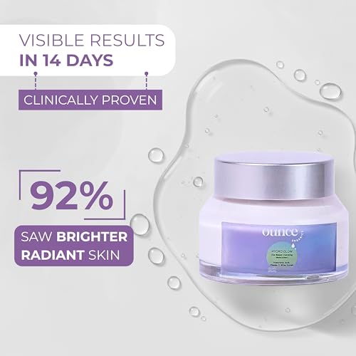 Ounce Organics Hydro Glow Moisturizer with Vitamin C E and Hyaluronic Acid | Hydrating Glow Cream for Dry and Oily Skin