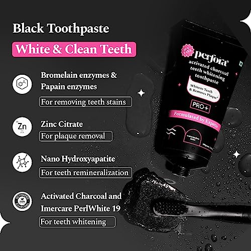 Perforacare Activated Charcoal Whitening Toothpaste | SLS Free | Enamel Safe Teeth Whitening Toothpaste