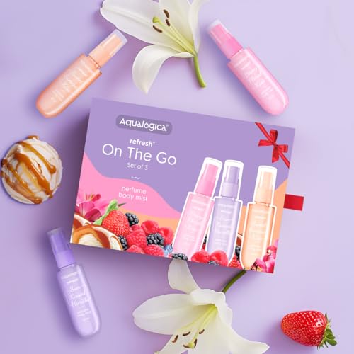 Aqualogica Refresh Plus On The Go Perfume Body Mist Set of 3 | Travel Friendly Long Lasting Mist Gift Pack
