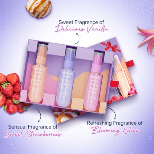 Aqualogica Refresh Plus On The Go Perfume Body Mist Set of 3 | Travel Friendly Long Lasting Mist Gift Pack