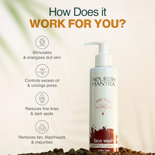 Nourish Mantra Coffee Cleanse Face Wash | Refreshing Coffee Gel Cleanser for Deep Skin Cleansing and Exfoliation