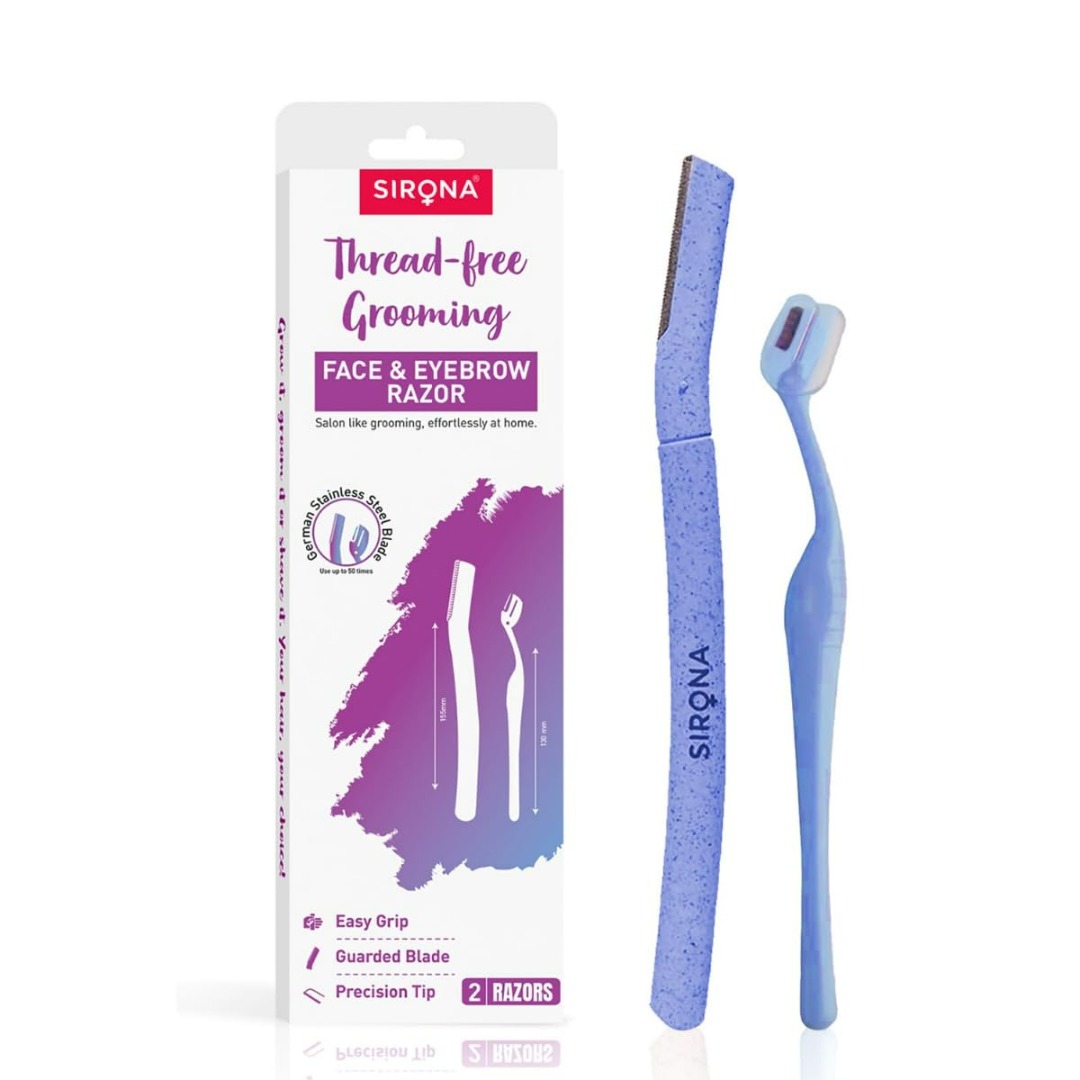 Sirona Reusable Eyebrow & Face Razor For Women - 2 Razors | Smooth Shave | Women Grooming | Personal Care