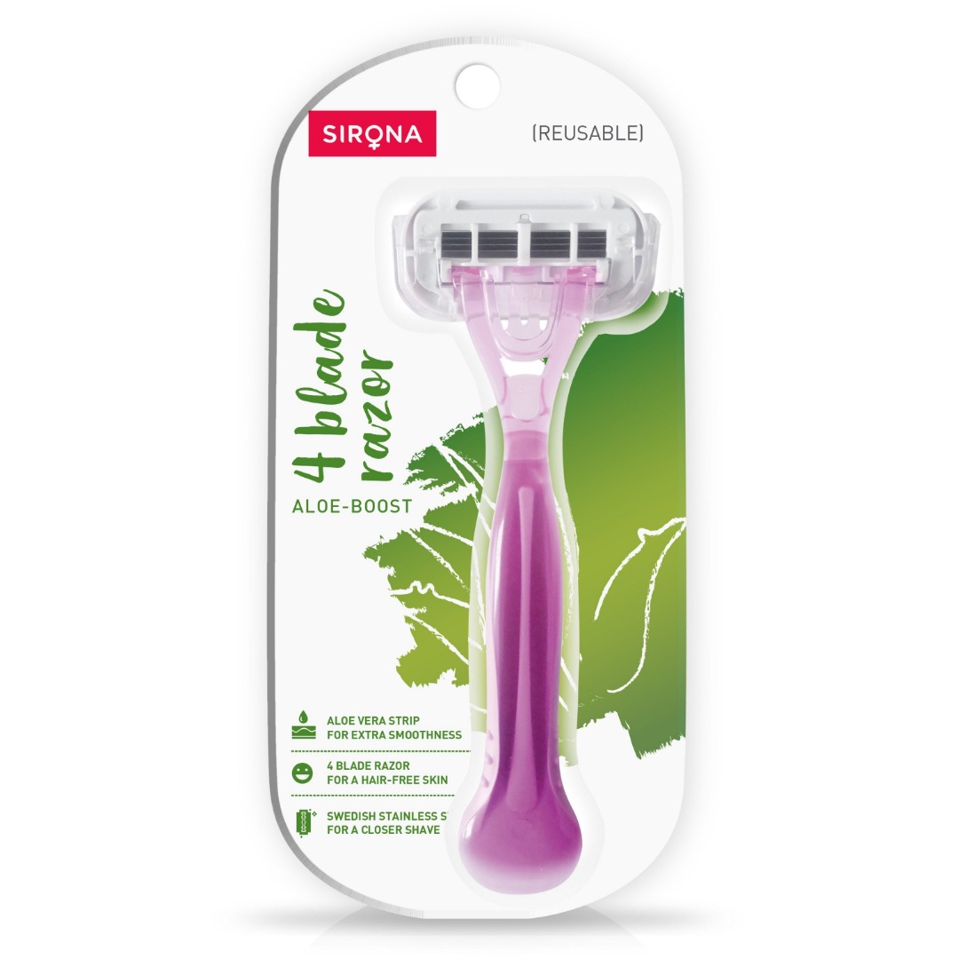 Sirona Aloe Boost Reusable Razor (Pack Of 1) | Smooth Shave | Women Grooming | Personal Care