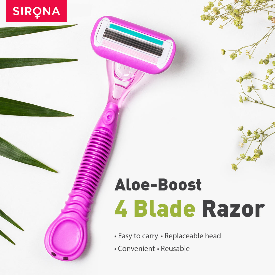 Sirona Aloe Boost Reusable Razor (Pack Of 1) | Smooth Shave | Women Grooming | Personal Care
