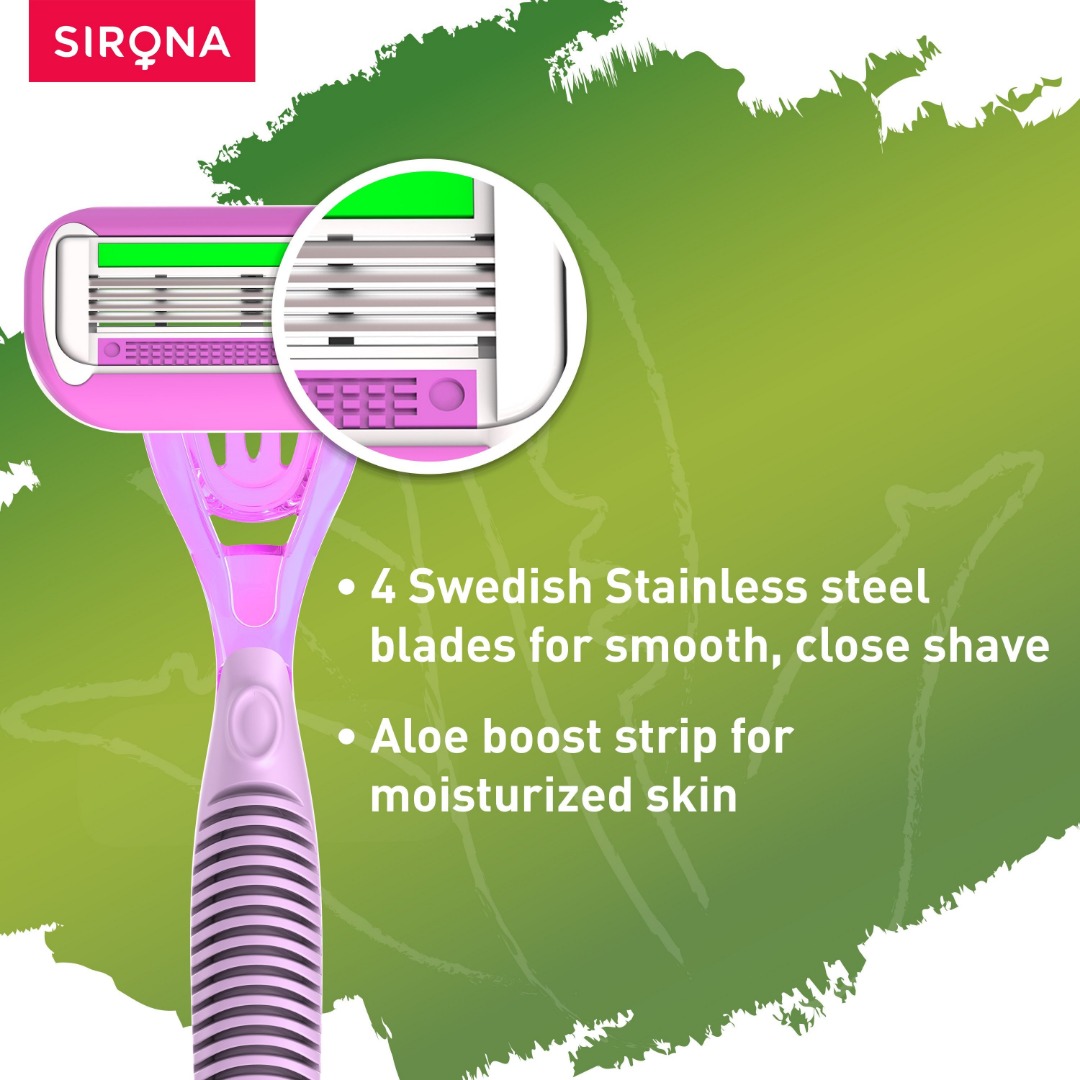 Sirona Aloe Boost Reusable Razor (Pack Of 1) | Smooth Shave | Women Grooming | Personal Care