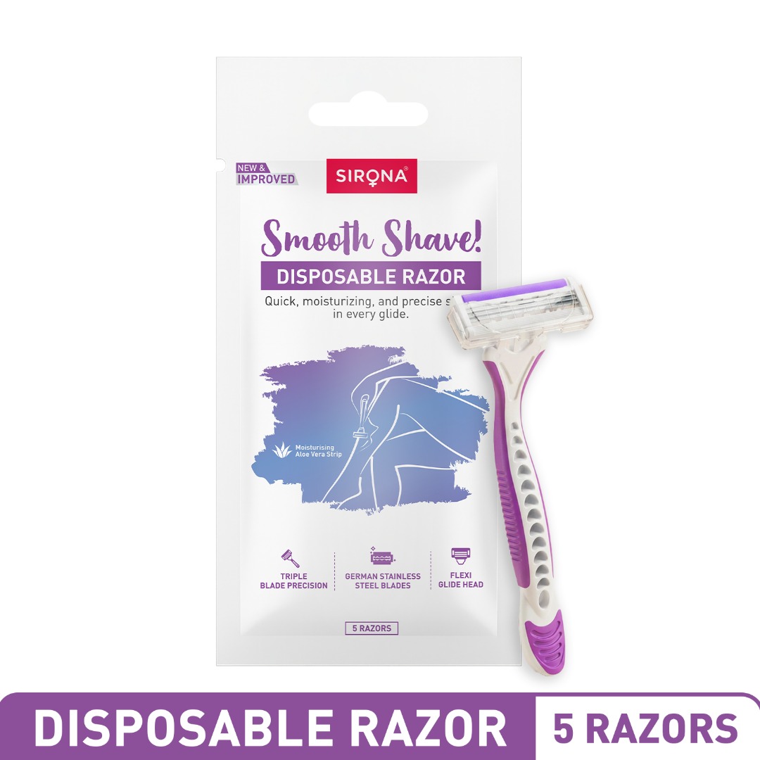 Sirona Aloe Boost Twin Blade Disposable Razor | Smooth Shave | Women Grooming | Personal Care