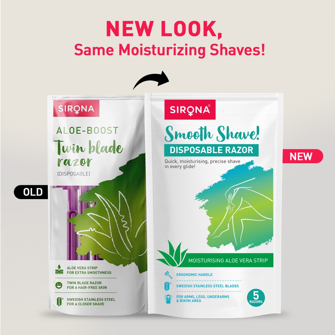 Sirona Aloe Boost Twin Blade Disposable Razor | Smooth Shave | Women Grooming | Personal Care