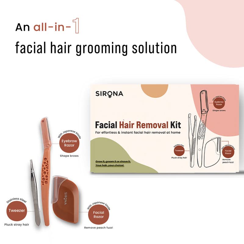 Sirona Facial 3-In-1 Hair Removal Kit | Women Personal Care | Hygienic & Safe | Intimate Care