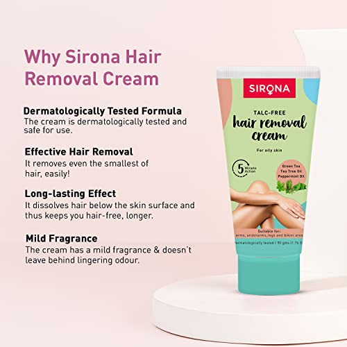 Sirona Hair Removal Cream For Dry & Sensitive Skin (1 Pack Of 50 Gm) | Women Personal Care | Hygienic & Safe | Intimate Care