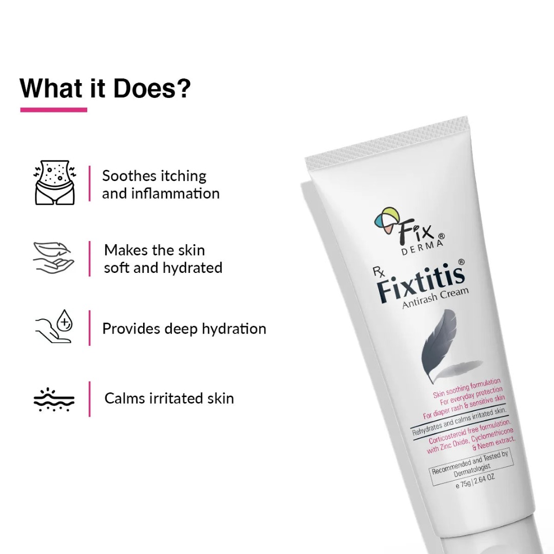 FIXDERMA Fixtitis Anti Rash Cream | Dermatologist Tested | Clinically Proven | Skin Care